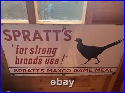Spratts Enamel Strong Broods Sign Rare Vintage Advertising like spillers