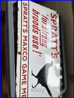 Spratts Enamel Strong Broods Sign Rare Vintage Advertising like spillers