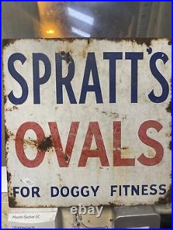 Spratts Ovals For Doggy Fitness Original Enamel Sign 12 X 12 Inch