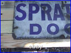 Spratts Patent Dog Cakes, vintage enamel sign. 3' 10 x1' Straight from barn Spratts Patent Dog Cakes, vintage enamel sign. 3' 10 x1' Straight from barn