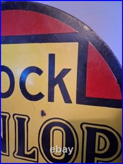 Stock Dunlop French Double Sided Enamel Sign (Original, Scarce, 50cm approx.)