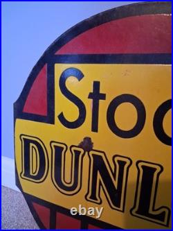 Stock Dunlop French Double Sided Enamel Sign (Original, Scarce, 50cm approx.)