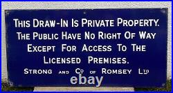Strong & Co of Romsey No Right of Way Original Vintage Enamel Brewery Sign