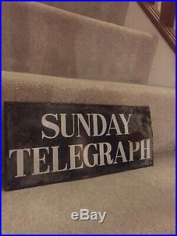 Sunday Telegraph Enamel Sign Original Old Rare Advertising Antique Vintage News