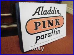 Superb Original Enamel Sign Aladdin Pink Paraffin (mint!) (shell-mex Bp)