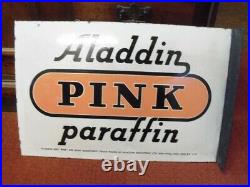 Superb Original Enamel Sign Aladdin Pink Paraffin (mint!) (shell-mex Bp)