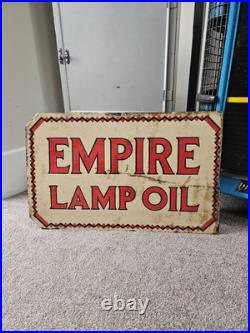 Superb Vintage Empire Lamp Oil Double Sided Enamel Sign Original Not Repo