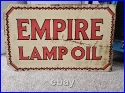 Superb Vintage Empire Lamp Oil Double Sided Enamel Sign Original Not Repo