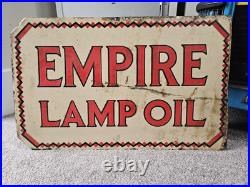 Superb Vintage Empire Lamp Oil Double Sided Enamel Sign Original Not Repo