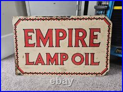 Superb Vintage Empire Lamp Oil Double Sided Enamel Sign Original Not Repo