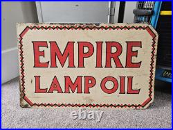 Superb Vintage Empire Lamp Oil Double Sided Enamel Sign Original Not Repo
