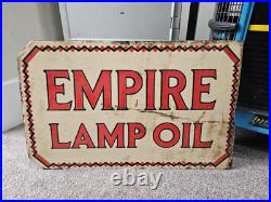 Superb Vintage Empire Lamp Oil Double Sided Enamel Sign Original Not Repo