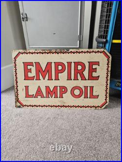 Superb Vintage Empire Lamp Oil Double Sided Enamel Sign Original Not Repo