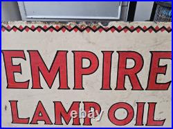 Superb Vintage Empire Lamp Oil Double Sided Enamel Sign Original Not Repo