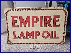Superb Vintage Empire Lamp Oil Double Sided Enamel Sign Original Not Repo