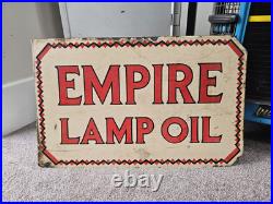 Superb Vintage Empire Lamp Oil Double Sided Enamel Sign Original Not Repo