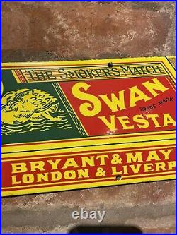 Swan Vestas Enamel Sign 1970s Advertising Collectable Vintage Cigarette Smoking