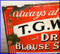 T. G. WRIGHT haberdashery enamel sign advertising decor garage metal vintage