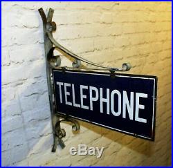 Telephone enamel sign decor advertising mancave garage metal vintage retro kitch