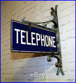Telephone enamel sign decor advertising mancave garage metal vintage retro kitch