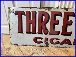 Three Castles Cigarettes Enamel Sign Original Patina Early 1900's Vintage