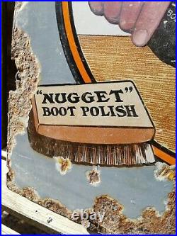 Tiger Nugget Boot Polish Enamel Sign Tiger Brand Vintage Enamel Porcelain Sign