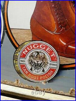 Tiger Nugget Boot Polish Enamel Sign Tiger Brand Vintage Enamel Porcelain Sign