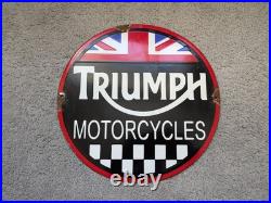 Triumph Motorcycles Union Jack Vintage Enamel Advertising Sign Retro Petrol Auto Triumph Motorcycles Union Jack Vintage Enamel Advertising Sign Retro Petrol Auto