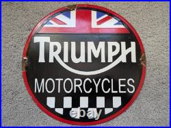Triumph Motorcycles Union Jack Vintage Enamel Advertising Sign Retro Petrol Auto Triumph Motorcycles Union Jack Vintage Enamel Advertising Sign Retro Petrol Auto