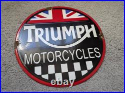 Triumph Motorcycles Union Jack Vintage Enamel Advertising Sign Retro Petrol Auto Triumph Motorcycles Union Jack Vintage Enamel Advertising Sign Retro Petrol Auto