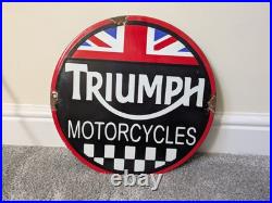 Triumph Motorcycles Union Jack Vintage Enamel Advertising Sign Retro Petrol Auto Triumph Motorcycles Union Jack Vintage Enamel Advertising Sign Retro Petrol Auto