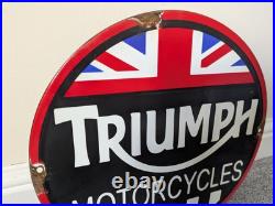 Triumph Motorcycles Union Jack Vintage Enamel Advertising Sign Retro Petrol Auto Triumph Motorcycles Union Jack Vintage Enamel Advertising Sign Retro Petrol Auto