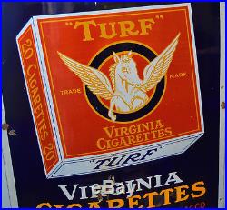 Turf cigarettes enamel sign advertising mancave garage metal vintage retro kitch