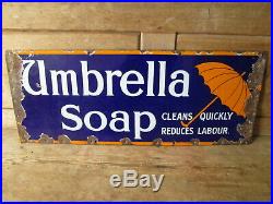 Umbrella Soap enamel sign. Advertising sign. Kitchenalia. Enamel sign. Vintage sign