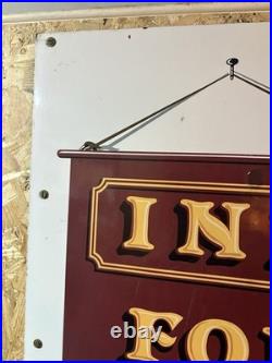 Unusual Inn For Lunch Vintage Enamel Sign Advertising Collectable