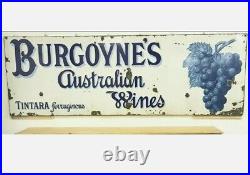 VERY RARE Antique Vintage Burgoyne's Australian Wine Enamel SIGN