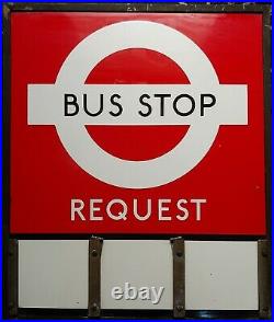 VERY RARE VINTAGE London Transport Bronzed Frame Enamel Bus Stop E3 Variant VGC