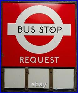 VERY RARE VINTAGE London Transport Bronzed Frame Enamel Bus Stop E3 Variant VGC