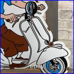 VESPA Enamel Sign 17.7x17.3 (45x44cm) Nice Vintage Motorcycle Collector Signage VESPA Enamel Sign 17.7x17.3 (45x44cm) Nice Vintage Motorcycle Collector Signage