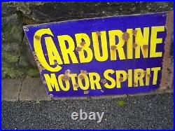 VINTAGE 1920's CARBURINE MOTOR SPIRIT Enamel Sign 20.5 x 14 Original