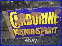 VINTAGE 1920's CARBURINE MOTOR SPIRIT Enamel Sign 20.5 x 14 Original