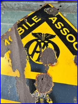 VINTAGE AA CROSS ROADS ENAMEL SIGN 1920's / 1930's. FRANCO SIGNS Pre War Car