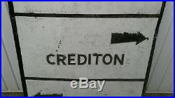 VINTAGE DIRECTIONAL CREDITON /BOWithCOPPLESTONE ROAD SIGN METAL (NOT ENAMEL)