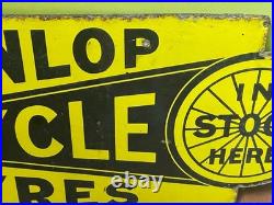 VINTAGE DUNLOP CYCLE TYRES ENAMEL SIGN DOUBLE SIDED 1920's / 30's