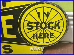 VINTAGE DUNLOP CYCLE TYRES ENAMEL SIGN DOUBLE SIDED 1920's / 30's