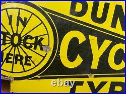VINTAGE DUNLOP CYCLE TYRES ENAMEL SIGN DOUBLE SIDED 1920's / 30's