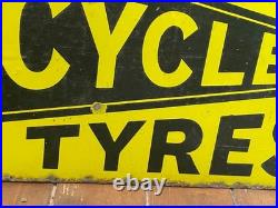 VINTAGE DUNLOP CYCLE TYRES ENAMEL SIGN DOUBLE SIDED 1920's / 30's
