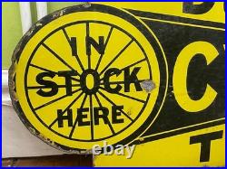 VINTAGE DUNLOP CYCLE TYRES ENAMEL SIGN DOUBLE SIDED 1920's / 30's