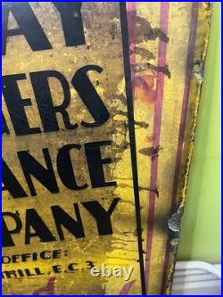 VINTAGE ENAMEL RAILWAY PASSENGERS ASSURANCE COMPANY SIGN 1920's / 30's