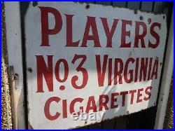 VINTAGE ENAMEL SIGN PLAYERS No. 3 VIRGINIA CIGARETTES 1920s